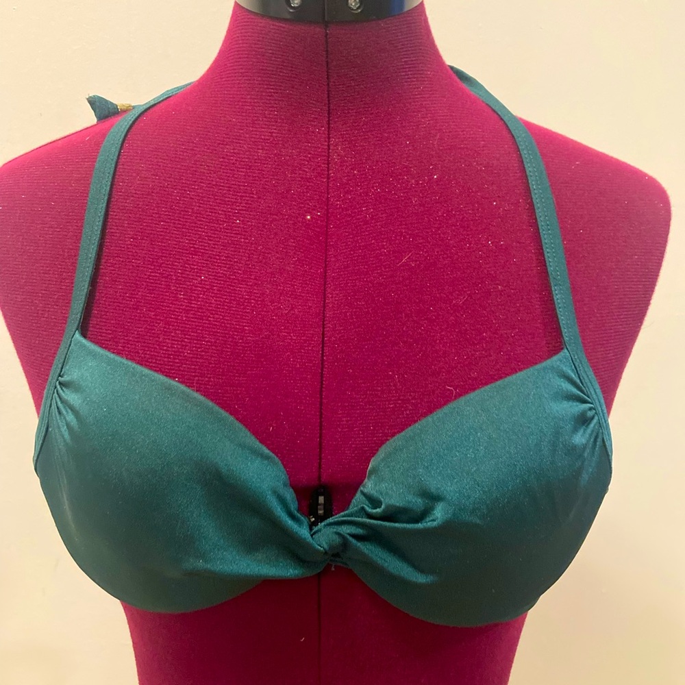 H&M dark peacock teal green bikini top